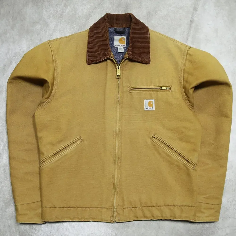 Vintage Carhartt J001 BRN Faded Brown Detroit Jacket Size Small - Picture 1 of 16